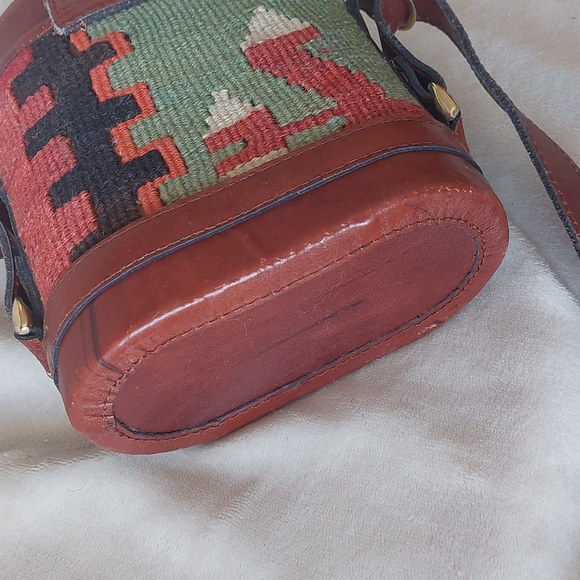 The Nomadic Collection Turkish Kilim leather bucket style bag vintage bohemian - Picture 5 of 16